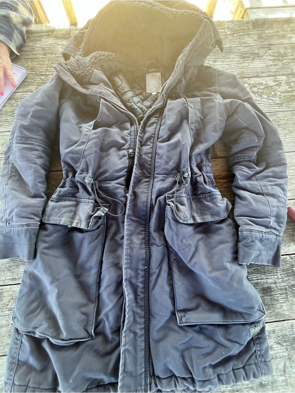 G STAR Long Hooded Parka Jacket in Navy, good cond , women’s med